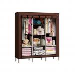 JIBAO Three Column Portable Wardrobe-Brown