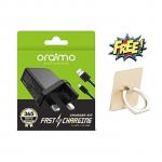 Oraimo Fast Android 2.0 Charger For All Smart Phones & Tablets-Black + FRE Ring Holder