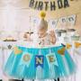 Generic 1st Birthday Blue Boy `ONE` Glitter Banner