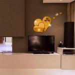 Generic 3D Mirror Love Hearts Wall Sticker Decal DIY Stickers for Living Room Silver