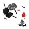 Dessini Double Grill Pan 40cm +Free Apron+Spatula+Nonstick Spoon Set