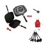 Dessini Double Grill Pan 40cm +Free Apron+Spatula+Nonstick Spoon Set