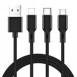Generic JOYROOM S-L422 Prime Series 3 in 1 USB to 8 Pin + USB-C / Type-C + Micro USB Charging Cable, Length: 1.2m (Black)