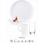 Luminarc Diwali White Dinner Set 16Pcs