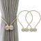 Generic 2PCS Magnetic Ball Curtain Tiebacks - Beige