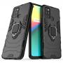 Generic Realme 7i Heavy Duty Armor Hard Back Cover With 360 Degree Rotatory Ring Stand - BLACK