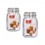Bon Appetit Square BA Glass Jar 1.5L With Clip (2pcs)