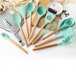 Generic Silicon Non-Stick Cooking Spoons Set - Mint Green