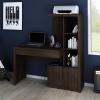 Tecno Mobili Office Desk Study Table With Shelves-Dark Brown