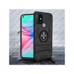 Generic Infinix HOT 10 LITE Heavy Duty Armor Hard Back Cover With 360 Degree Rotatory Ring Stand - BLACK