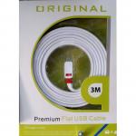 Generic 3M PREMIUM FLAT USB CABLE for lightning charge and sync suitable for samsung, infinix, tecno, gionee - white