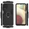 Generic Samsung Galaxy A12 Heavy Duty Armor Hard Back Cover With 360 Degree Rotatory Ring Stand - BLACK