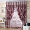 Generic Modern Room Floral Tulle Door Window Cur - Coffee With Beads