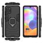 Generic Samsung Galaxy A31 Heavy Duty Armor Hard Back Cover With 360 Degree Rotatory Ring Stand - BLACK