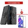 Generic HUAWEI Y9s Heavy Duty Armor Hard Back Cover With 360 Degree Ring Stand - BLACK+FREE 9D SCREEN PROTECTOR