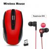 Annov Wireless Optical Mouse - Red + 2 FREE Earphones