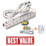 Power King 4 Way Power Extension Cable - White +  Mobi Gifts