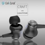 Celebrat Metal/Magnetic Bass Stereo Wired Earphones With Mic Microphone