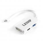 Generic Ta LESHP 1080P Mini DP Male to DVI/VGA/HDMI Female Adapter Converter Cable-White