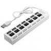 Generic 7 Ports USB 2.0 Adapter Multi-interface Hub Independent Switch Indicator Light White