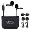 Generic ARIMIC Dual-Headed Lavalier Lapel Clip-on Omnidirectional Condenser Microphone Mic Cable Length 19.7ft for iPhone iPad iPod Android Smartphone for  Nikon DSLR Camera