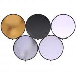 Generic 60cm 5 in 1 Photography Photo Light Mulit Collapsible Disc Reflector Handle silver