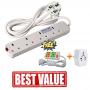 Power King 4 Way Extension Sockets Cable - White +Free Gifts