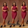 Fashion Sexiest Cotton Kneelength Ribbed Bodycon Dress