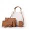 Fashion 4 In 1 Pu Leather Handbag Set - White And Brown