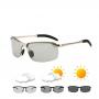 Generic Photochromic Sunglasses Day and Night Vision Polarized Driving Eyewear(Sliver)