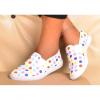 Fashion Ladies Classy Dotted Rubber Shoes-white Dotted