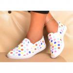 Fashion Ladies Classy Dotted Rubber Shoes-white Dotted
