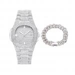 Fashion Hip Hop 9" Wristwatch 18" Iced Out Cuban Necklace