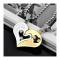Fashion Heart Studded Pendant Couple Necklace- Silver+Gold