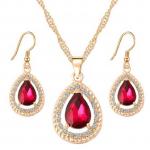 Fashion Red Necklace And Earring Jewelry Set.