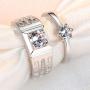 Fashion 2Pcs/Set Couple Rings Silver Adjustable Men And Women Rings