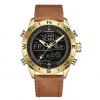 Naviforce Fashion Gold Men Sport Watch Mens LED Analog Digital Watches Army Military Leather Quartz Wristwatch
