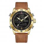 Naviforce Fashion Gold Men Sport Watch Mens LED Analog Digital Watches Army Military Leather Quartz Wristwatch