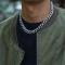 Fashion Shiny Mens Iced Out Silver Miami Cuban Link Chain