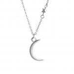 Generic Women Fashinable Moon and Star Stylish Necklace Elegant Shiny-Silver