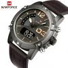 Naviforce Display LED Leather Digital 30M Waterproof Watch