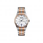 Skmei 9123 Brand Fashion Quartz Watches Men Stainless Steel Calendar Waterproof Watch Business Wristwatch - Gold Blue