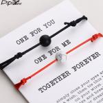 Fashion 2pcs/set Matte Lava Stone Bead Couple Bracelet