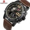 Naviforce Luxury Mens` Sport Leather Wristwatch - Dark Brown
