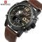 Naviforce Luxury Mens` Sport Leather Wristwatch - Dark Brown