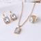Fashion Square Crystal Necklace And Earrings Jewelry Set.