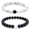 Generic 8mm Matte Black Natural White Turquoise Couple Bracelet A Suit green