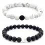 Generic 8mm Matte Black Natural White Turquoise Couple Bracelet A Suit green