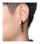 Fashion Non-Pierced Black False Earring Clip On Cross Hoop