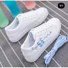 Fashion White Fashion Sneakers W/Blue Flower Detail
